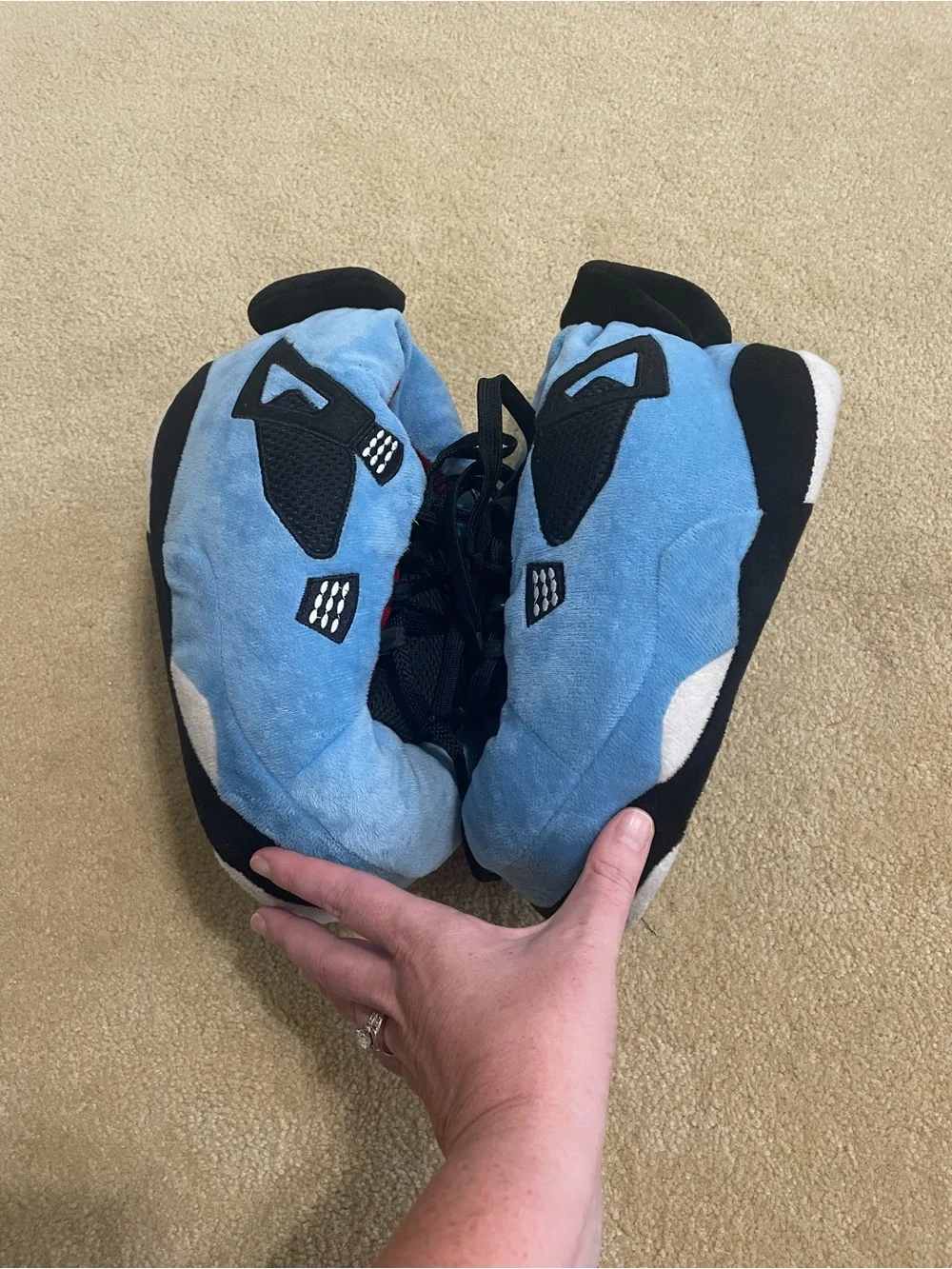 Kids Blue Plush Sneaker Slippers - Lightweight Indoor Shoes